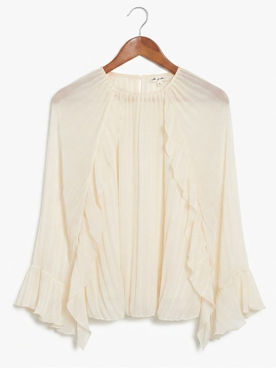 Ultra Pink Tops - Ultra Pink XL Blouse Sheer Flutter Sleeve Cream